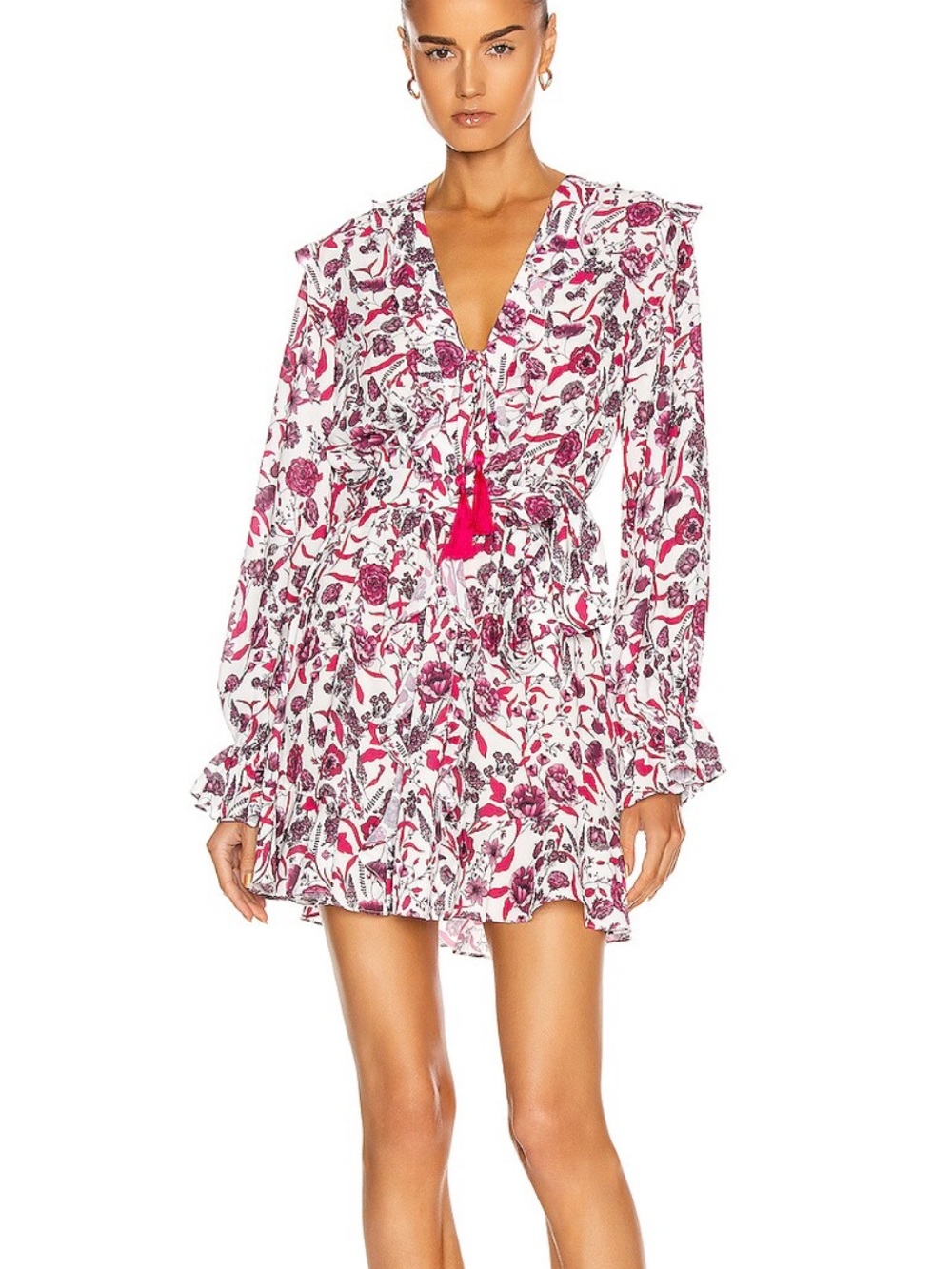 Alexis Kosma Dress Pink Floral Mini Ruffle Size XS